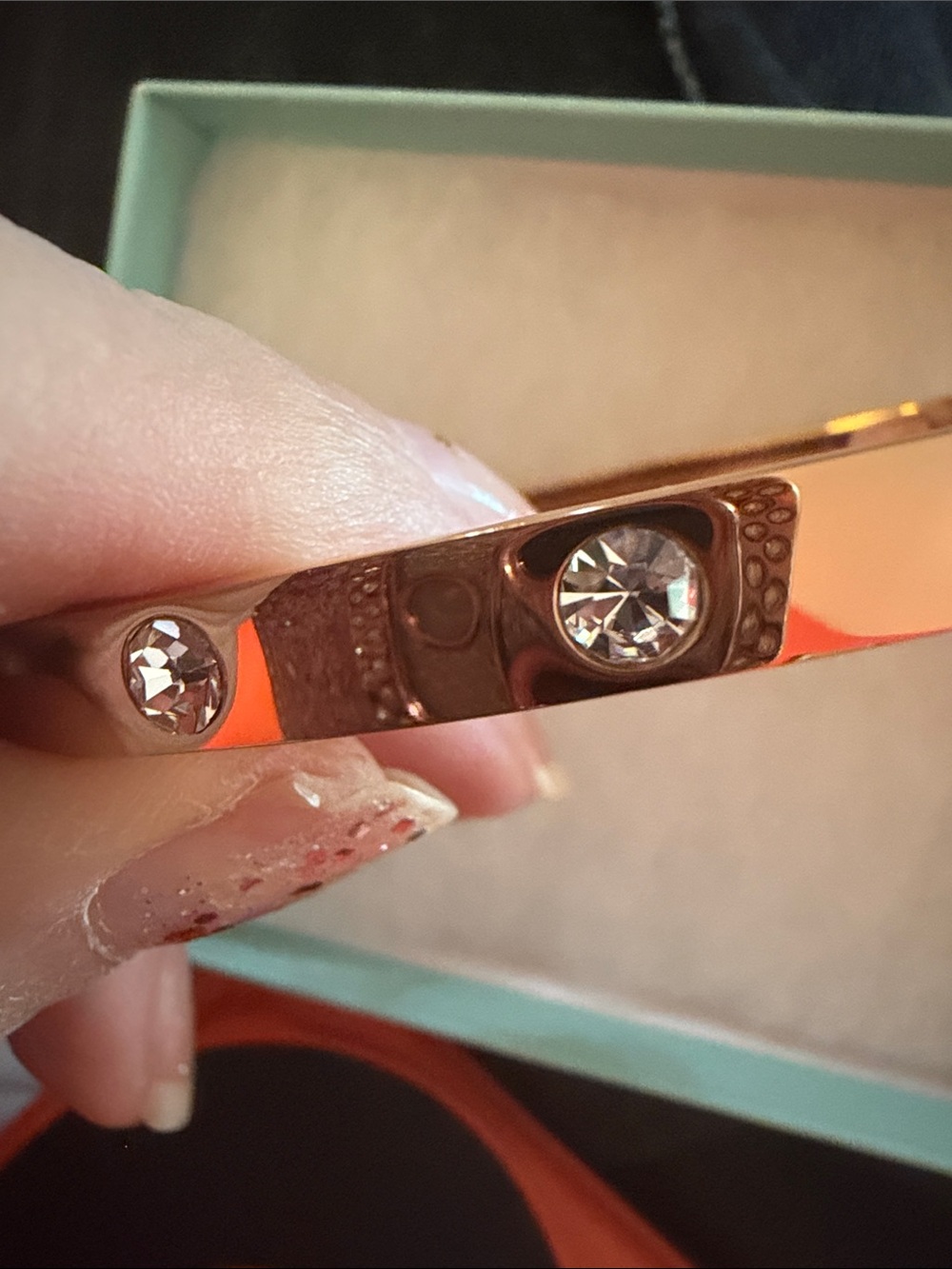 Park Lane Rose Gold-tone Crystal Bangle Bracelet
